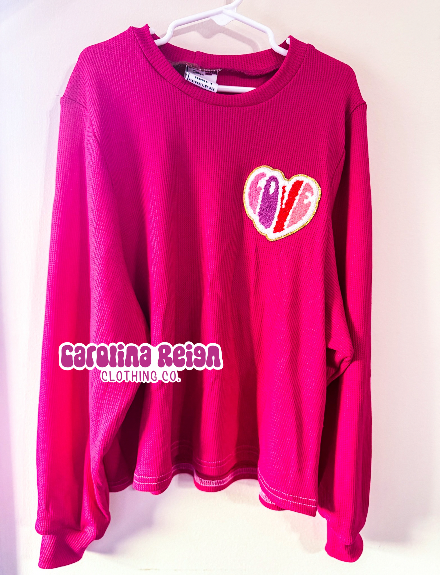 Size 4T sad girl crew, pink with love