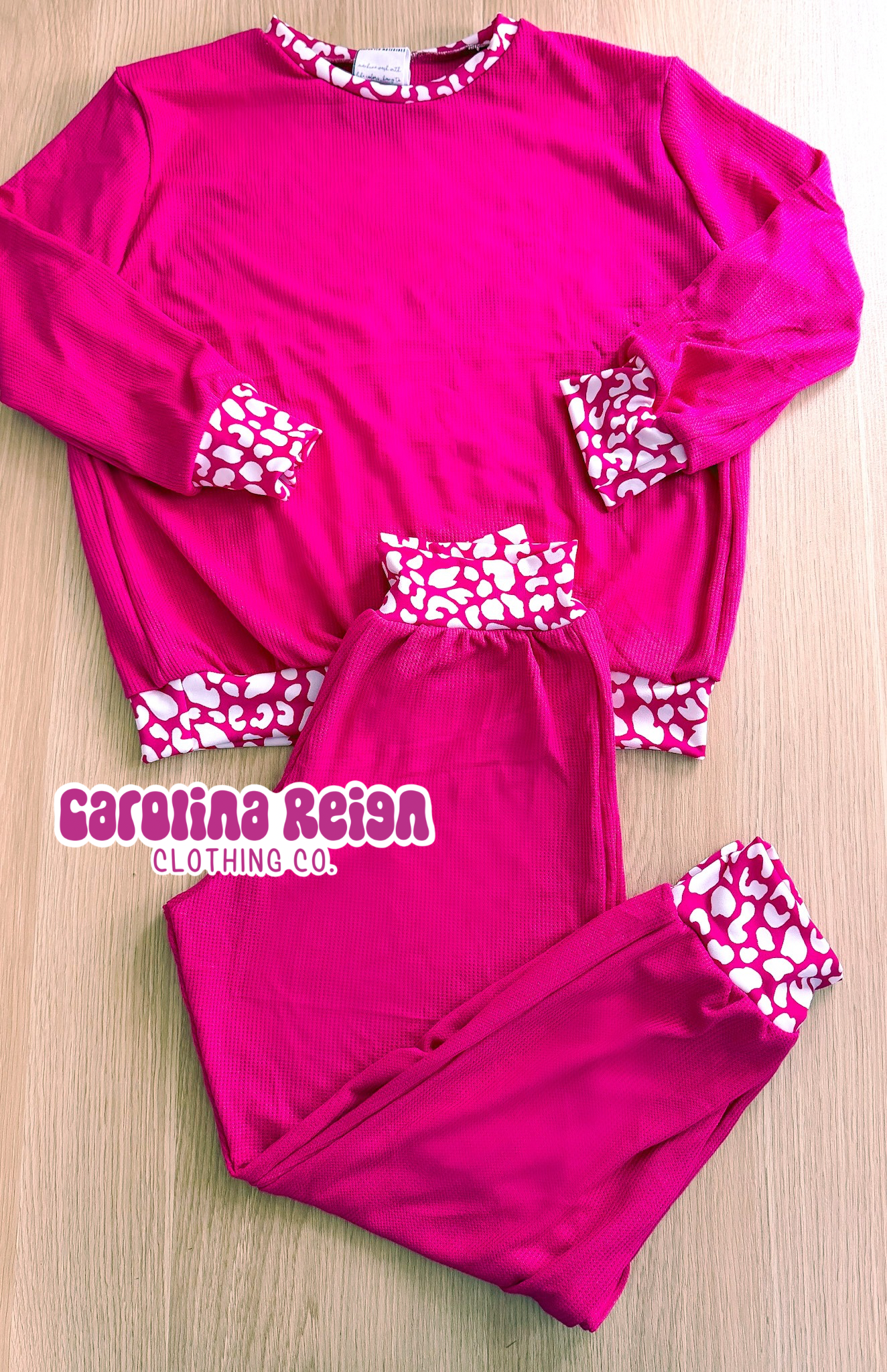 Size 6 winter set leopard and pink waffle