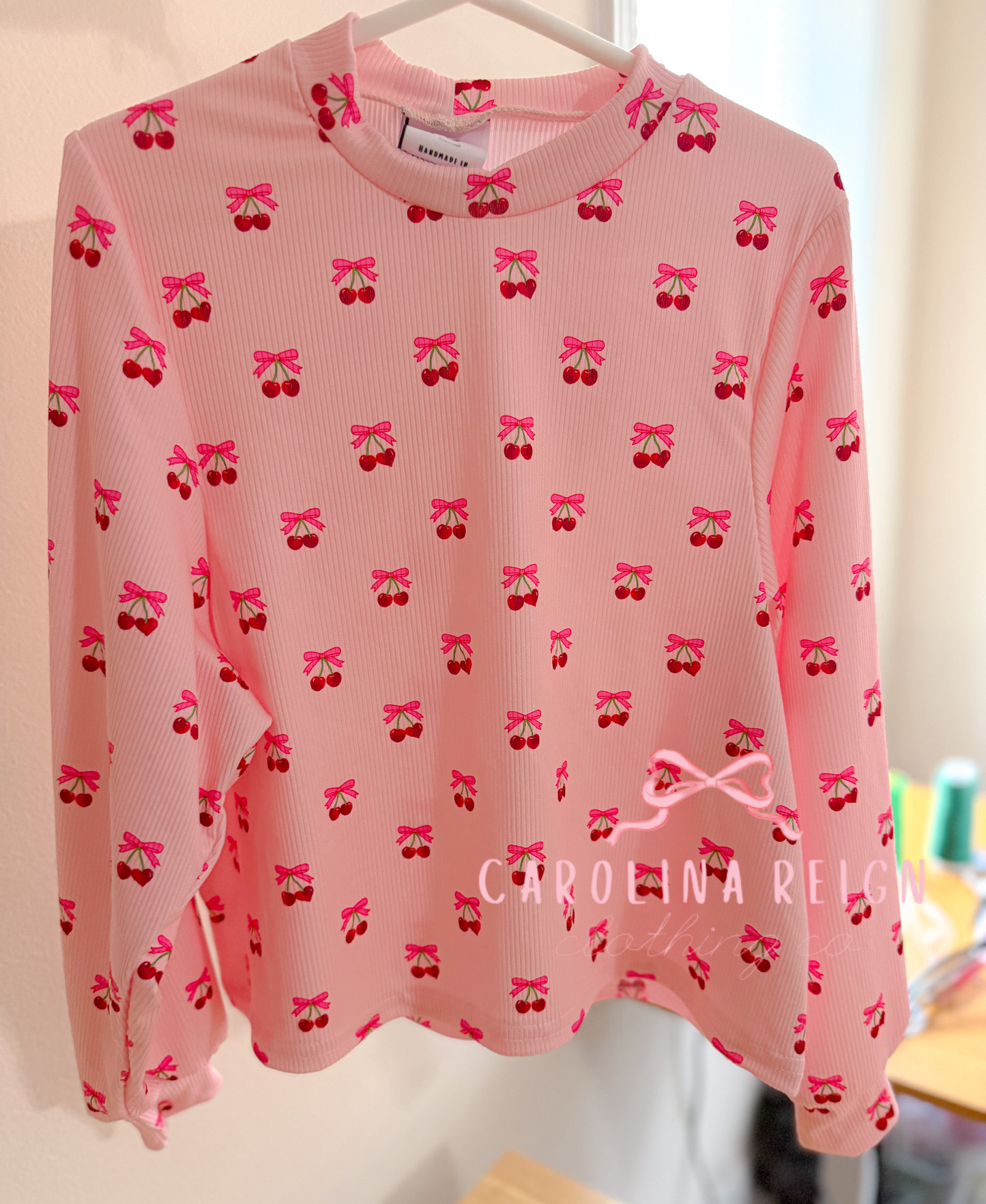 Size 2T sad girl crew cherry bows