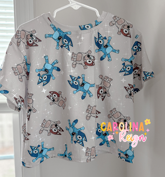 Size 2T beige blue guy