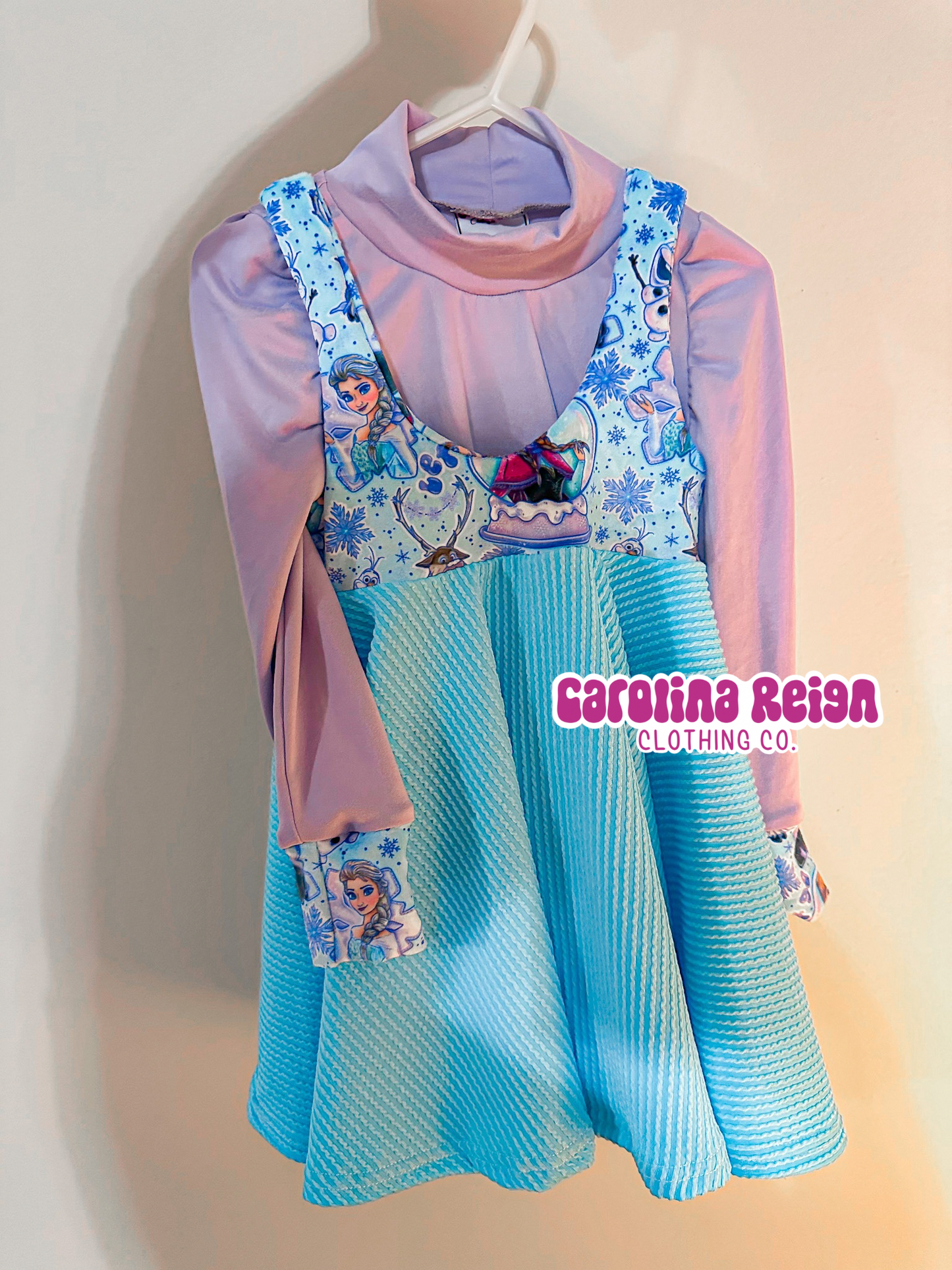 Size 2T set Mira pinafor & Blythe top , purple & blue