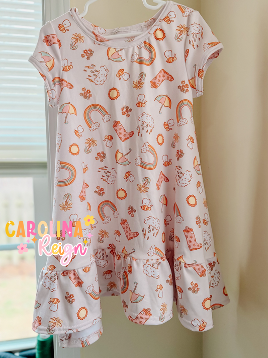 Size 5t rain & rainbow dress