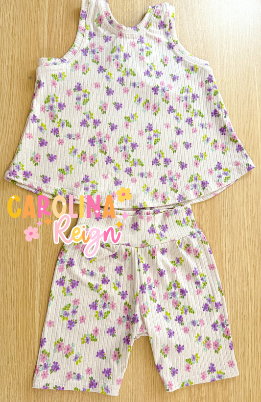 Size 5 set purple flowers