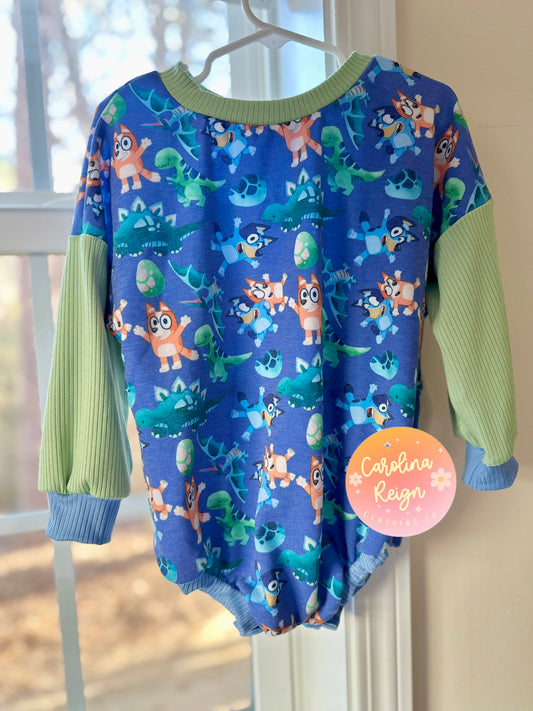 Size 2T sweater romper blue with snaps