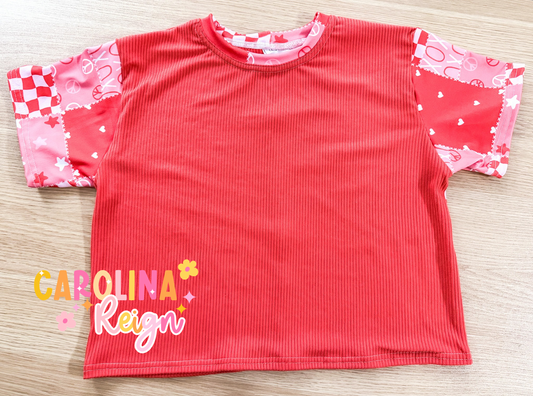 Size 5T oversize tee colorblocked