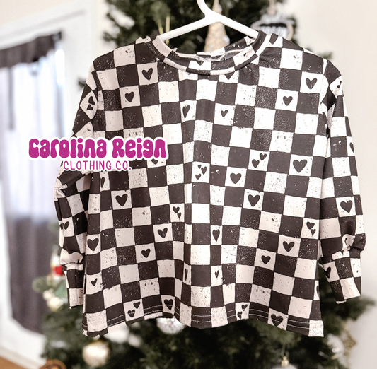 Size 18/24m oversize heart checker top