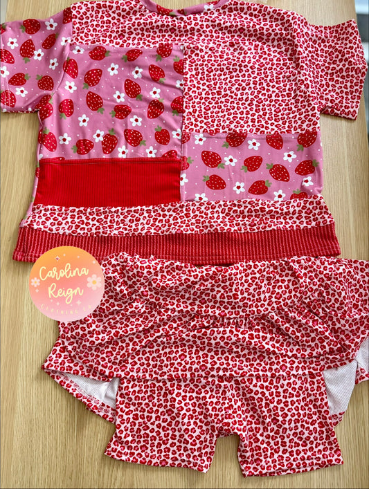 Size 6/7 oversize tee & 6 aurora tiered skort